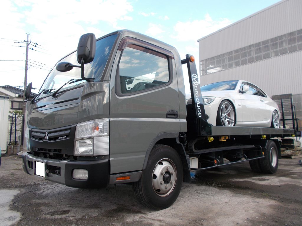 キャンター 積載車 セルフローダーTKG-FEB80 平成24年式の塗装を行いました